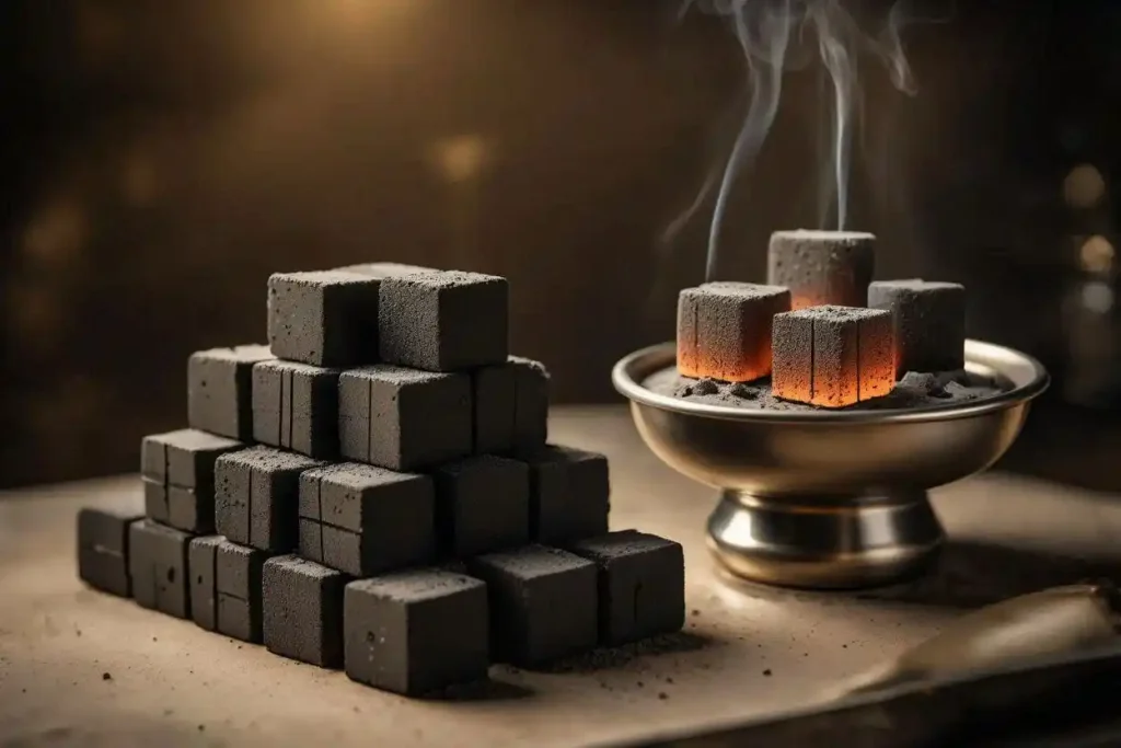 professional grade hookah charcoal supply with evenly burning cubes and clean low ash performance